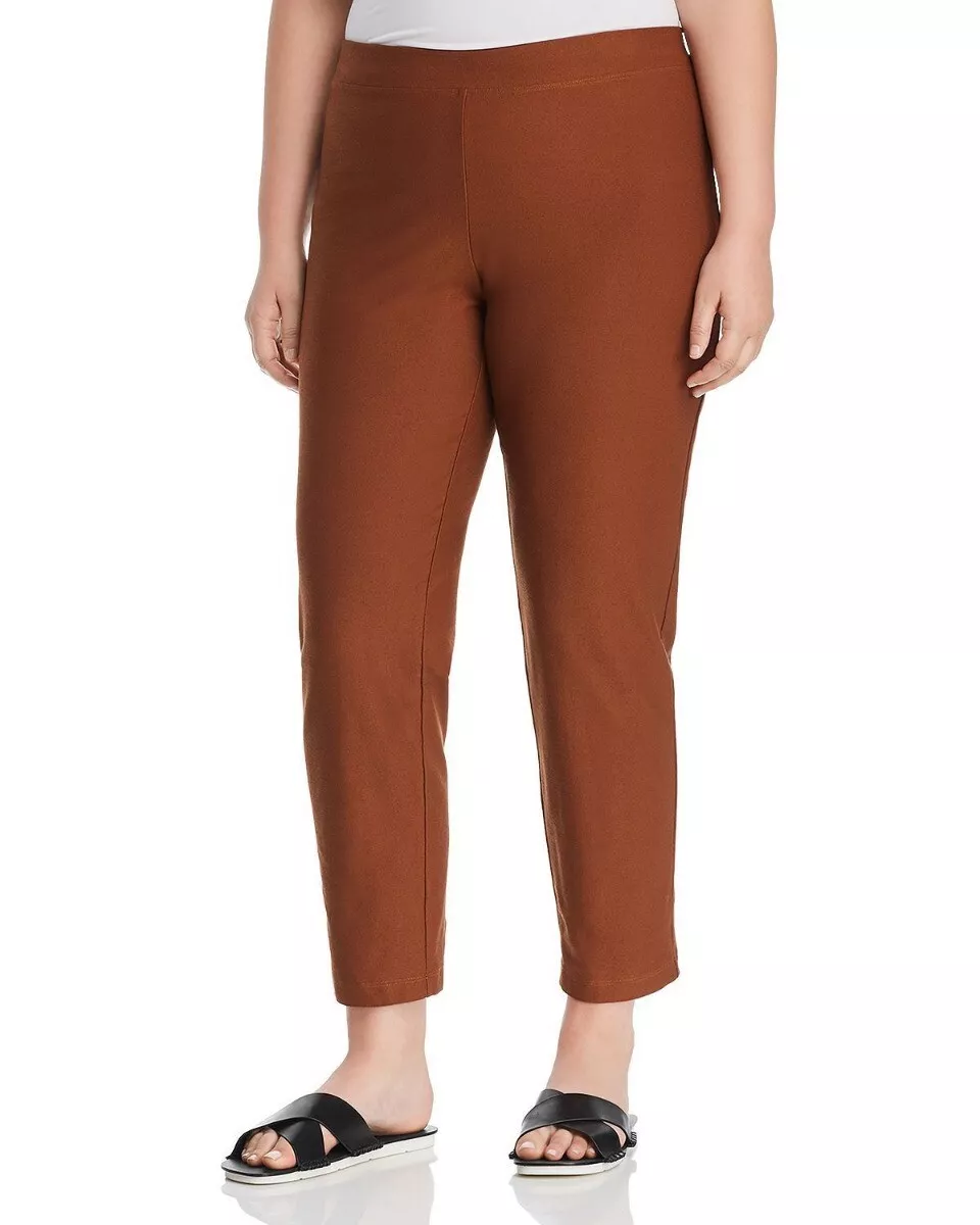 Eileen Fisher Nutmeg Washable Stretch Crepe Slim Ankle Pants 3X