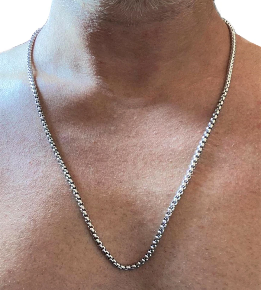 Collana acciaio uomo donna catena veneziana argento da 70 cm catenina in inox - Immagine 4 di 4