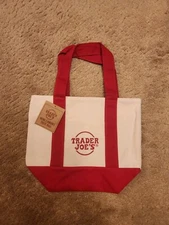 Trader Joe's Mini Canvas Tote Bag RED NWT