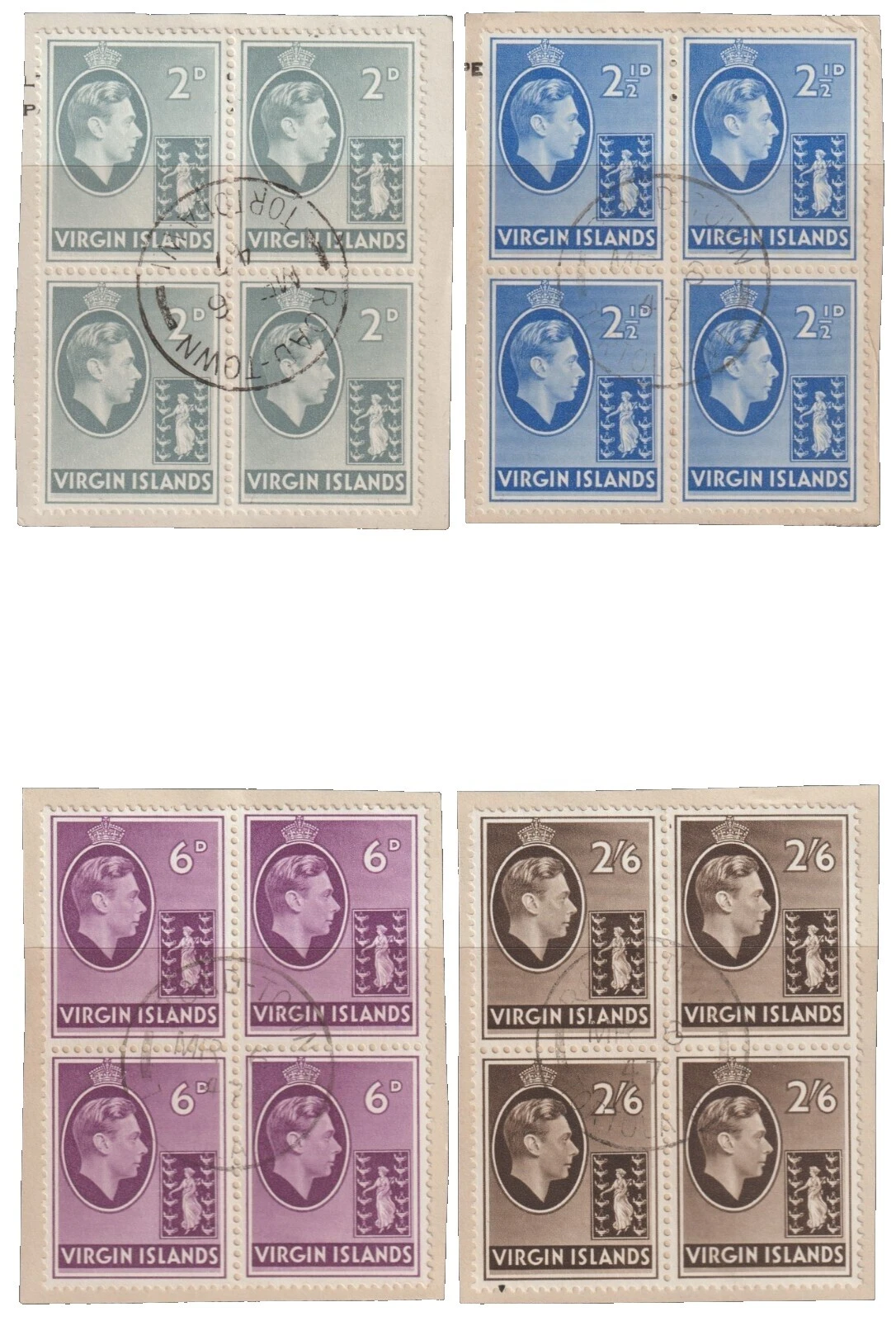 Utiliza Jorge VI (1936-1952) colonias británicas y Bloques de estampillas de territorios