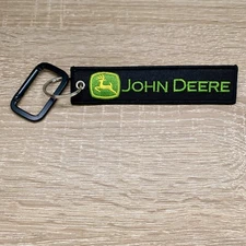 John Deere Tractor Keychain Embroidered Double Sided Key Fob With Carabiner Hook