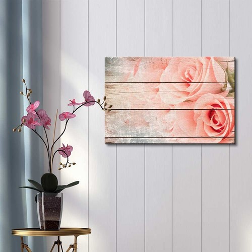 Pink Roses in a Bouquet - Rustic Floral Arrangements - Canvas Art - 24x36 inches - Picture 2 of 3
