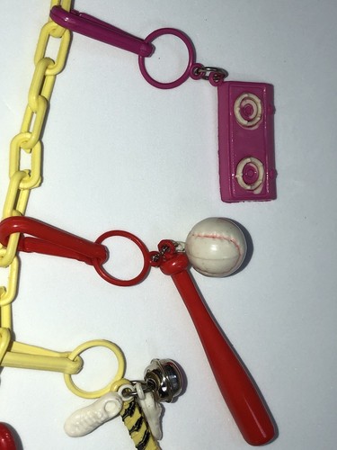 RETRO 1980's Plastic Bell Clip On Vintage 80's CHARM Yellow NECKLACE #1 - Picture 5 of 10