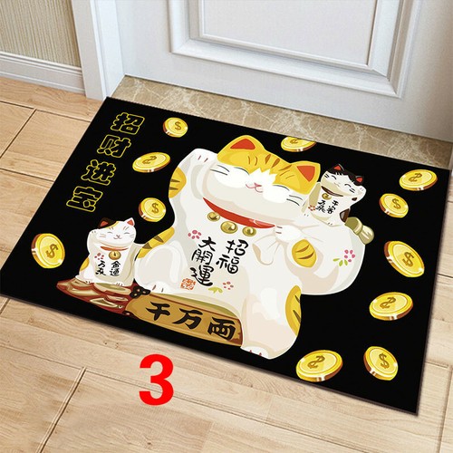 Lucky Cat Doormat Floor Mat Non-Slip Carpet Rug Velvet Cartoon Printed Style Mat - Picture 9 of 32