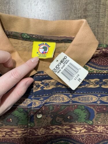 NEU MIT ETIKETT VINTAGE DUCK HEAD POLOSHIRT. SÜDWEST AZTEKEN ABSTRAKT. 100% BAUMWOLLE. GR M - Bild 2 von 4