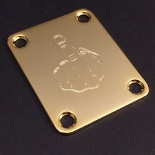 GUITAR NECK PLATE Engraved Etched - Fits Fender - MIDDLE FINGER FU - Gold