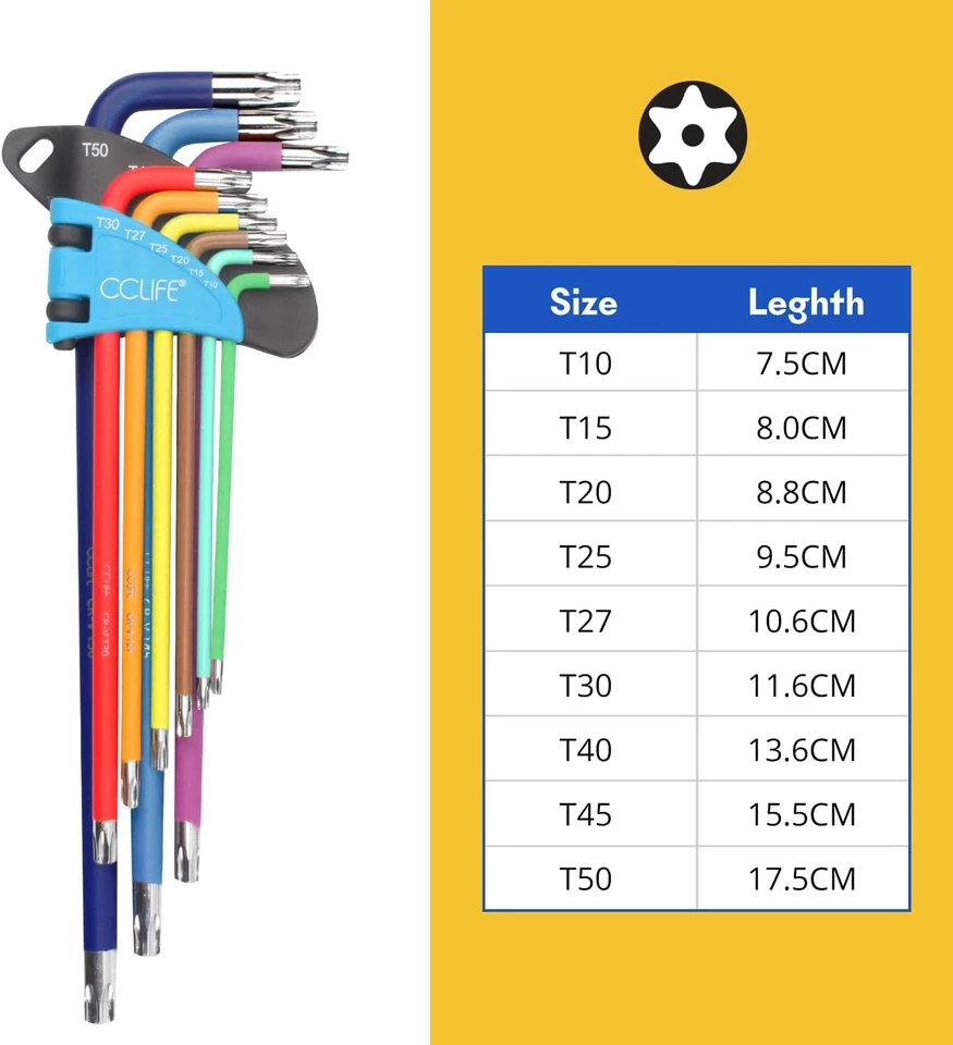 18 Pezzi Set Chiavi Esagonali Chiavi a Brugola Con Impugnatura a T - Immagine 3 di 4