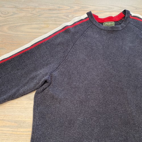 VTG Eddie Bauer Gray Striped Sleeves Sweater Men’s XLT TALL Made In Australia - Picture 4 of 12