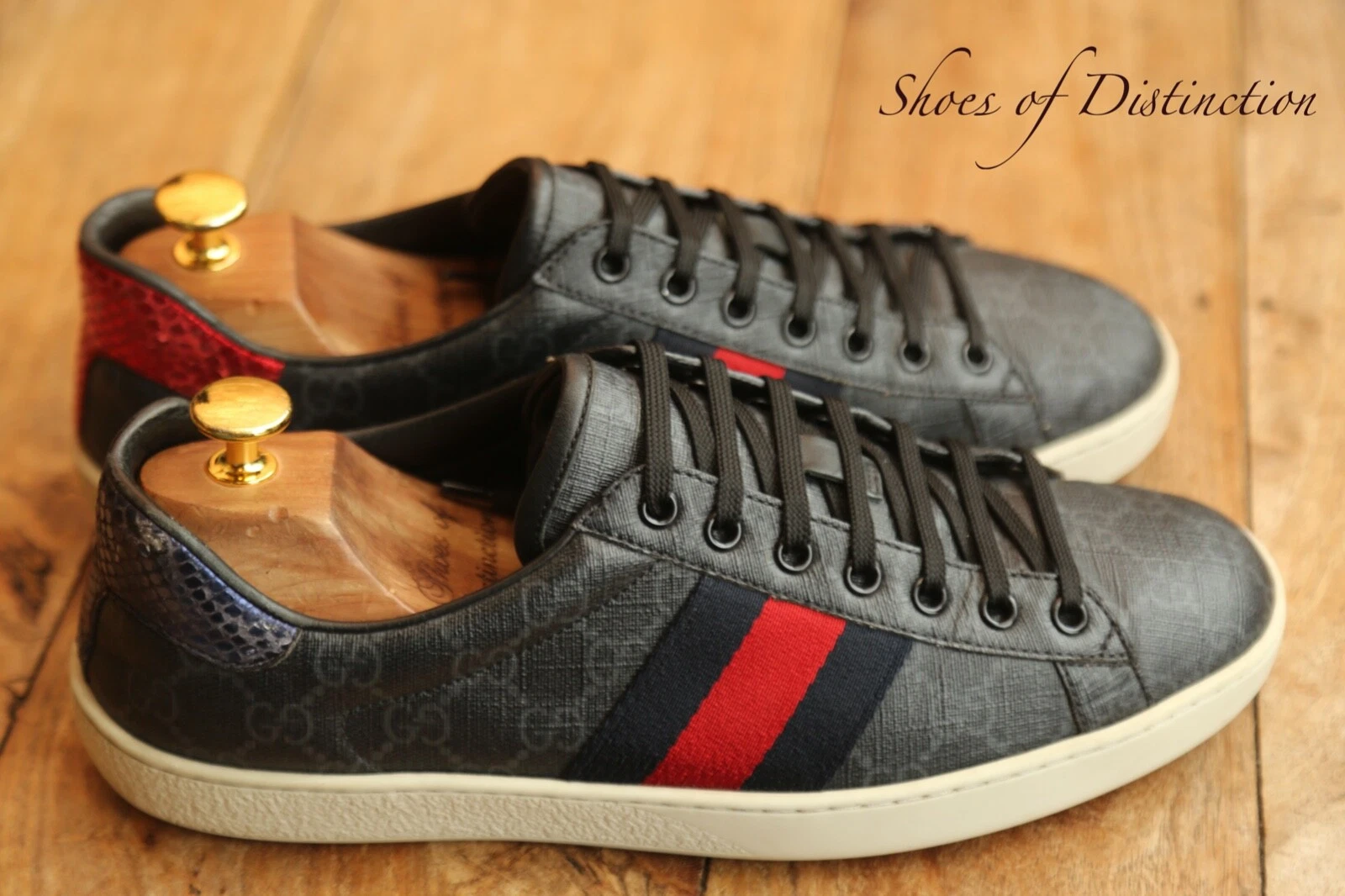 Gucci Ace Supreme GG monogramme chaussures en cuir baskets baskets hommes UK 7 US 8