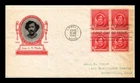 US COVER JAMES A M WHISTLER FAMOUS AMERICANS FDC SCOTT 885 BLOCK OF 4 IOOR