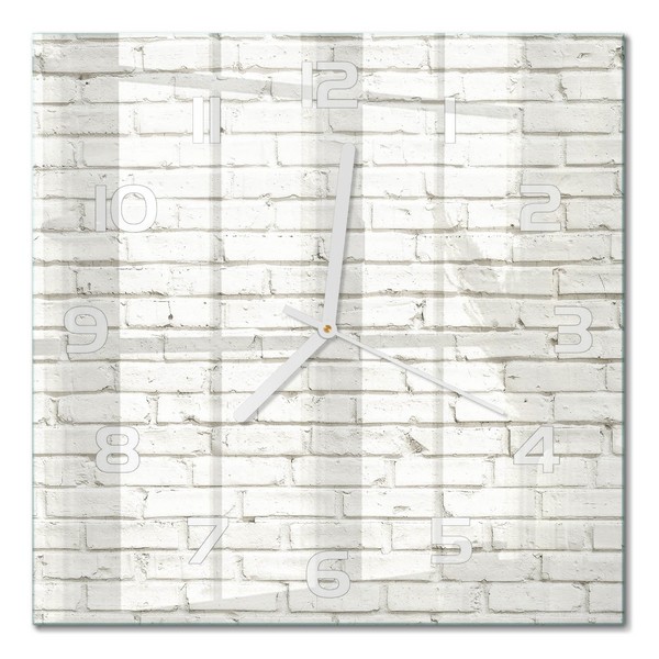 Quadratische Glasuhr Glas-Wanduhr Aus Glas Backsteinwand WeißE Zeiger 30X30 Cm-image