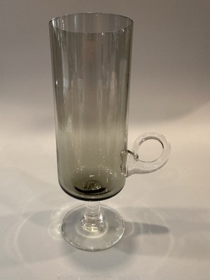 MCM Shot Glasses Smoke Pedestal Cordial Crystal Applied Low Handle 5 5/8 
