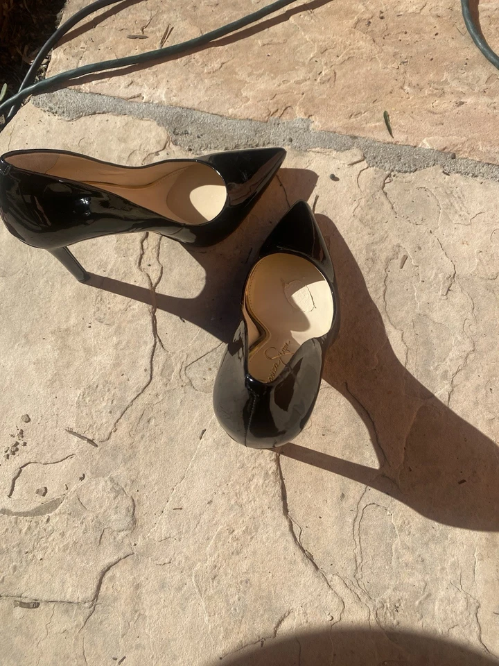 Zapatos de salón Jessica Simpson para mujer charol negro punta puntiaguda talla 9 Foto 2 de 4