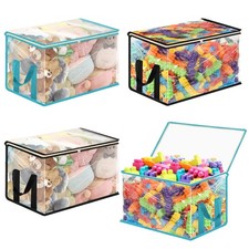 4 Pack Large Clear Storage Organizer Bags with Zipper, Reusable Clear Plastic...