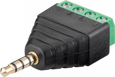 Terminalblock 4-pin > Klinke 3,5 mm Stecker (4-Pin, stereo) - Schraubbefestigung
