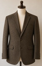 Jos A Bank Harris Tweed Blazer Men 44 Speckled Herringbone Sport Elbow Patch