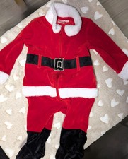 Bornino Weihnachtsmann Kostüm Baby Strampler 62/68 Nikolaus Overall Plüsch