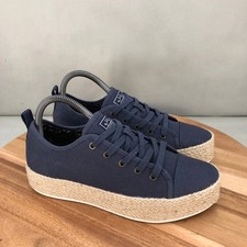 Bobs from Skechers Sesame Navy Canvas Espadrille Platform Sneakers Shoes Women 7
