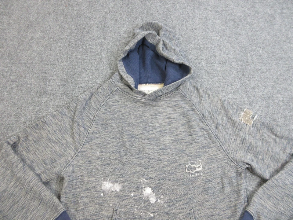 Ralph Lauren Denim & Supply 连帽衫男式大号灰色拼布油漆飞溅 — 第 3/4 张图片