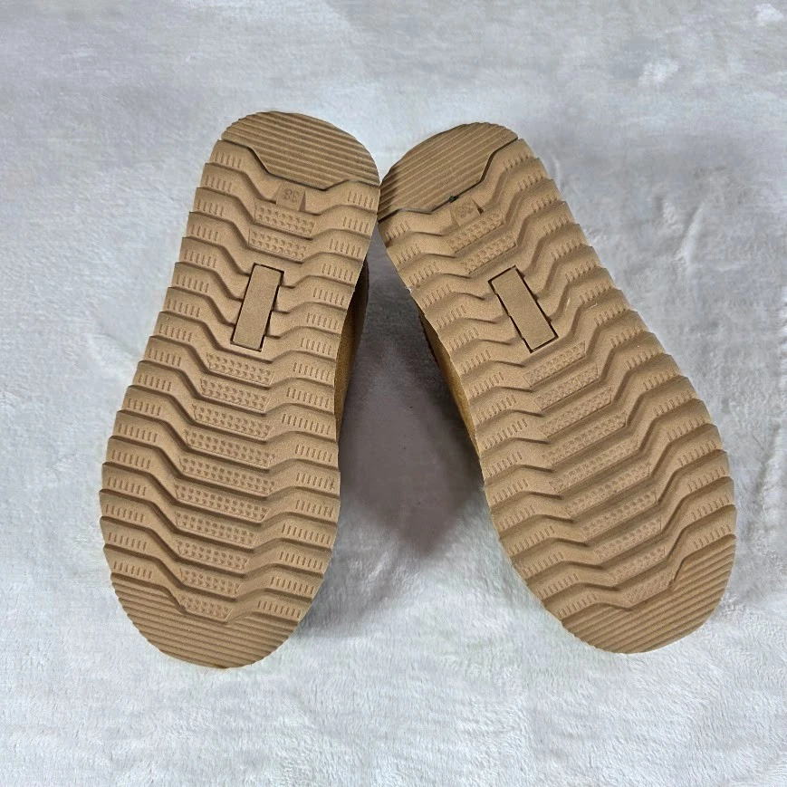Chinelo plataforma sem marca marrom vermelho creme tamanho 38 couro genuíno pele de carneiro - Imagem 3 de 4