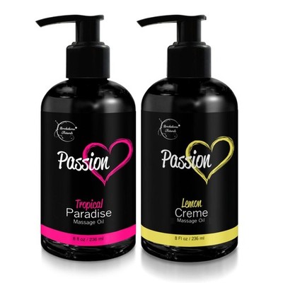 Passion Massage Oil for Date Night | Set of 2 Massaging Oils Lemon Crème & Tr...