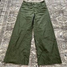 Anthropologie Maeve The Colette Crop Wide Leg Pants Olive Green Women's Size 28