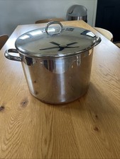 Vintage Revere Ware 16 Qt Stock Pot w/Lid Stainless Steel Copper Bottom Clinton