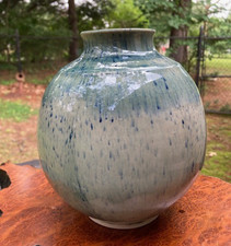 J Howard Johnson Studio Pottery Vase 6.5 Blue...