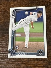 2025 Miami Marlins ROOKIE Adam Mazur Topps Series One ROOKIE CARD #309 RC