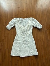 Reformation White Cutout Linen Button Front Mini Dress - 4 Small