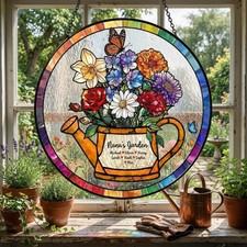 Personalized Birth Month Flower Grandma Garden Acrylic Suncatcher Gift