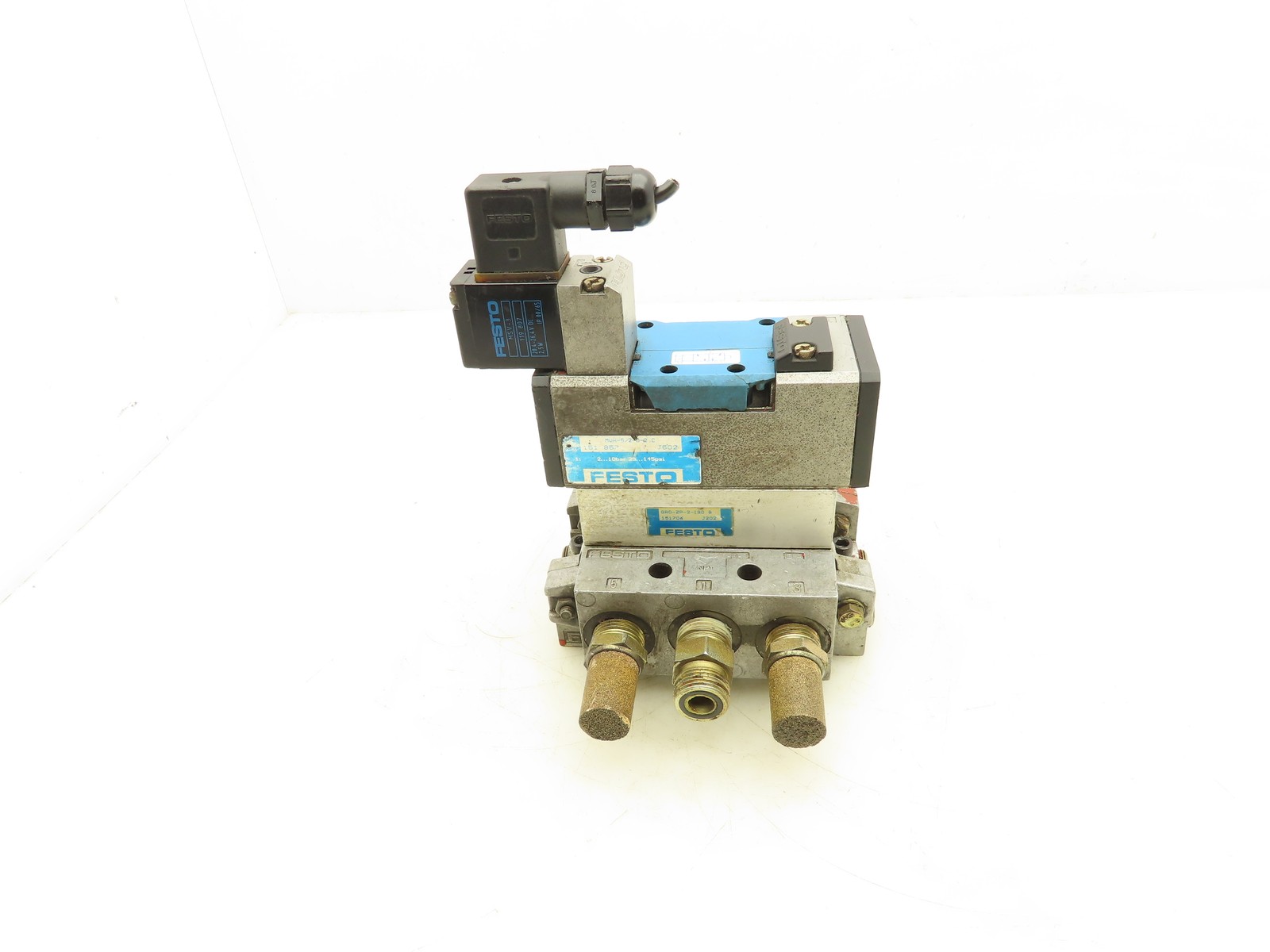Festo MVH-5/2-D-2-C Pneumatic Solenoid Valve Manifold Assembly 24VDC 1/2" NPT