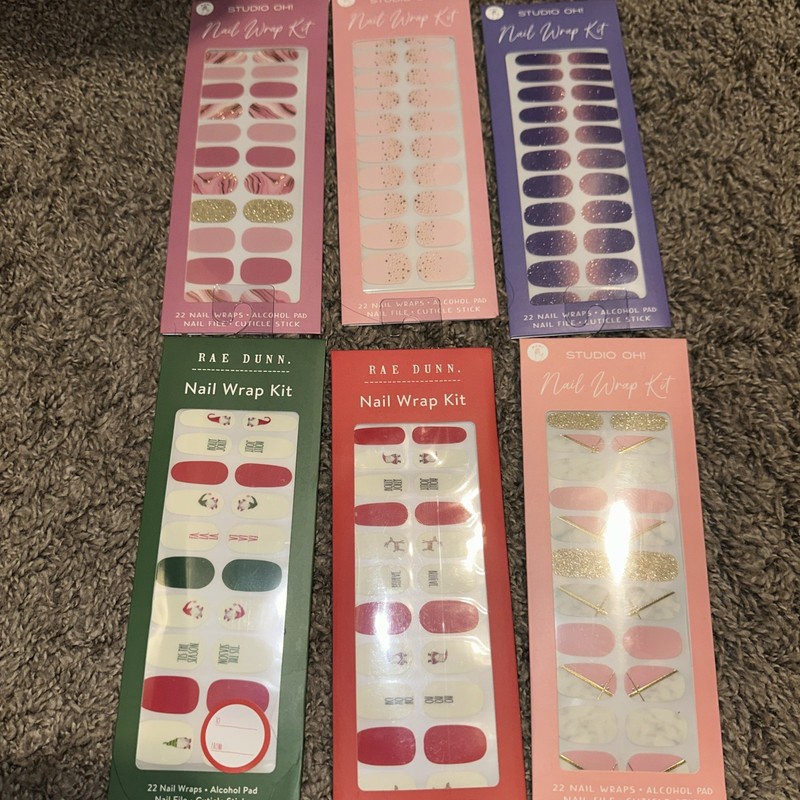 Rae Dunn /Studio Oh! 22 Nail Wrap Kit Pack of 6 Brand New Sealed Multicolor