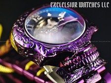 Rare Invicta Artist Men's Skull Automatic Skeletonized Purple SS 51mm Watch