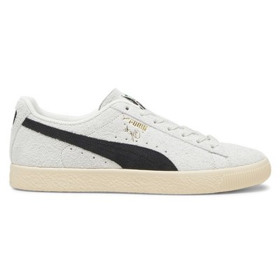 PUMA Clyde Hairy Suede Lace Up  Mens White Sneakers Casual Shoes 39311501