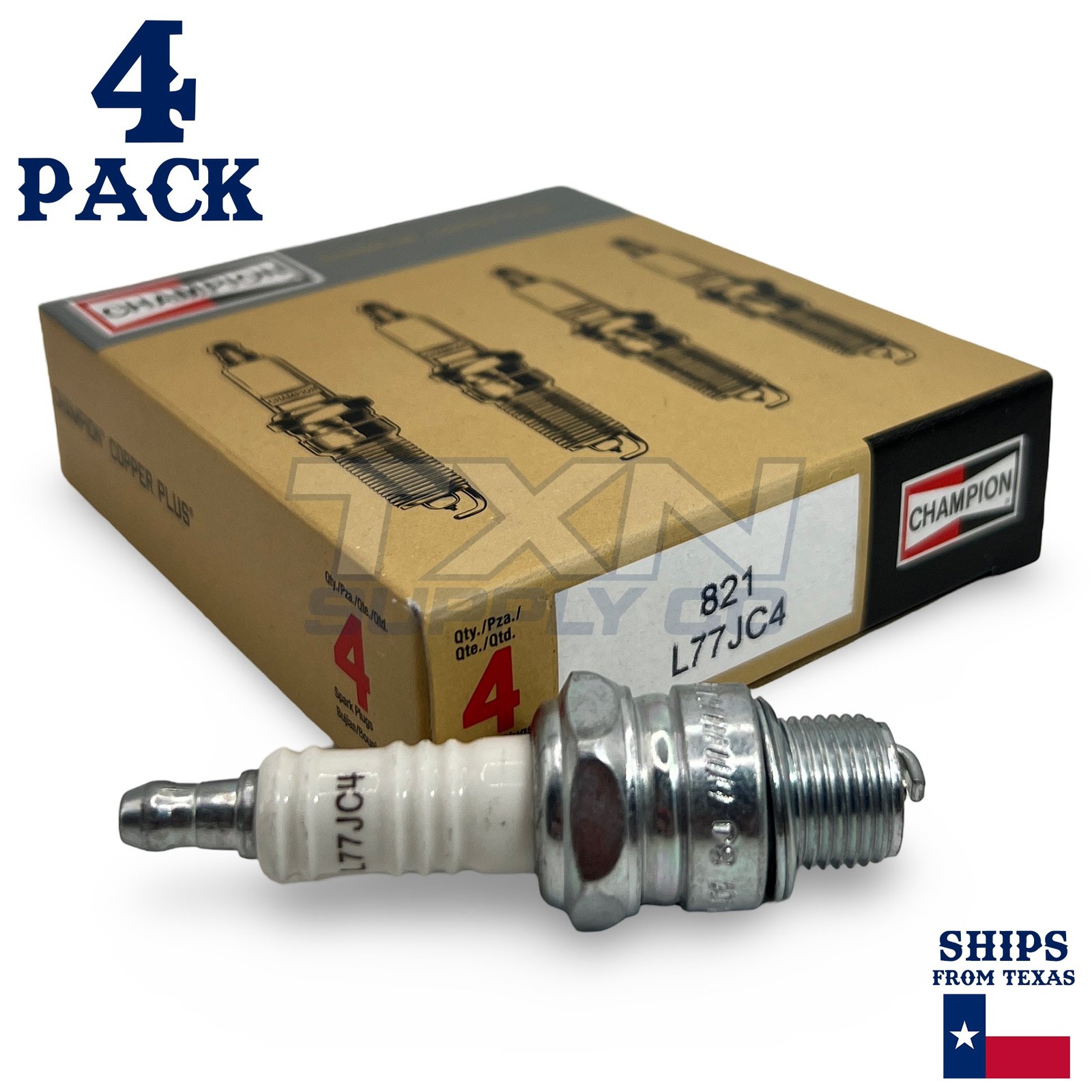 Champion 821 Copper Plus Spark Plug 821M L77JC4 - 4 Pack