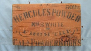 Rare California Powder Works 50 Pound Hercules Powder No. 2 White Wood Box End