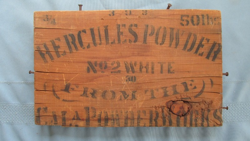 Rare California Powder Works 50 Pound Hercules Powder No. 2 White Wood Box End