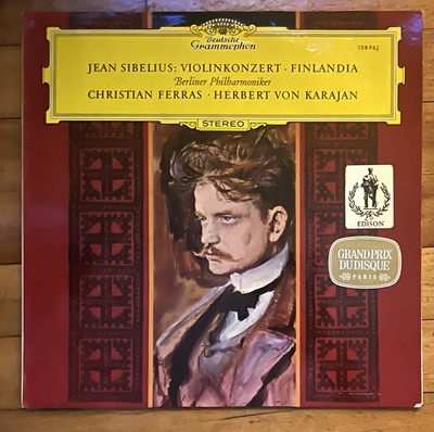 Sibelius Violin Conc Finlandia Ferras Karajan DGG 138 961 Stereo Tulip LP EXC