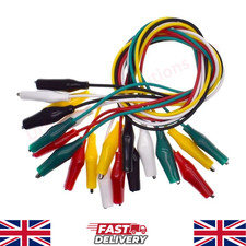 5 Colour 46CM Insulated 10 Crocodile Alligator Clips Test Leads Electrical Clamp