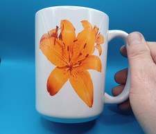 Tiger Lily Flower 15 oz White Ceramic Coffee ...