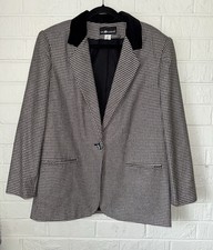 VTG Women  s SAG HARBOR Houndstooth Wool One Button Blazer Jacket Sz 12  