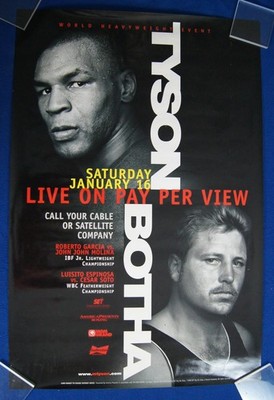 1999 Mike Tyson vs Frans Botha Boxing Poster Pay Per View Las Vegas 24 x 36''