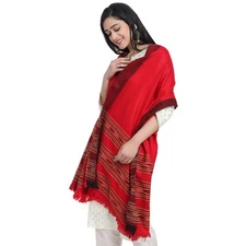 Womens Kullu Himachali Woolen Shawl Stole Wrap 40 in x 80 in Maroon