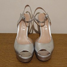 Women's Silver Strappy Platform Heeled Sandals