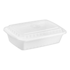 150 Pack 38 OZ White Rectangular Microwavable Containers With Lids Food Take Out