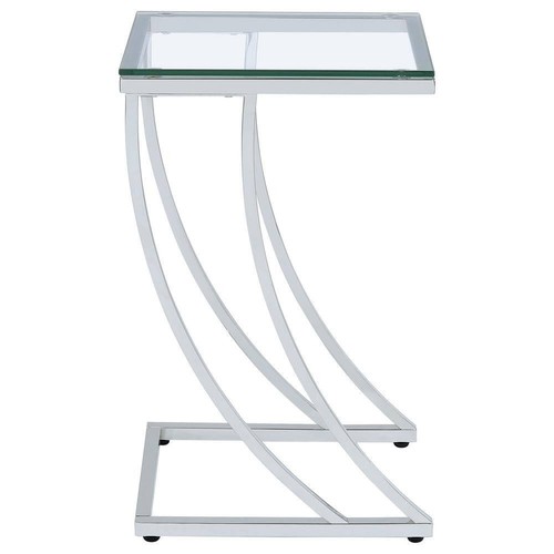 Coaster 13 in. Chrome and Clear Rectangle Glass Accent Table - Picture 7 of 9