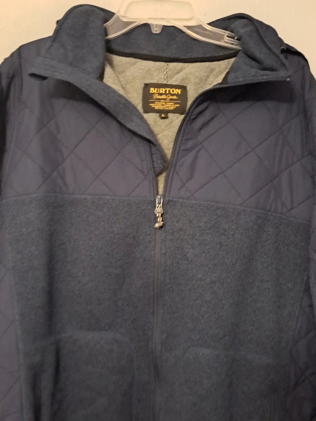 burton durable goods quilted hooded full zip pockets hiking jacket