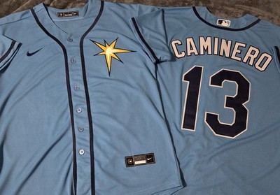 Fast Free Shipping! Large Junior Caminero Tampa Bay Rays Stitched Jersey 13