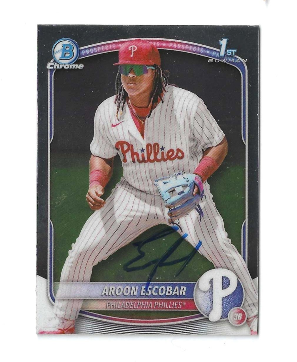 2025 Bowman Aroon Escobar Chrome 1st Prospect Autograph Phillies In Person